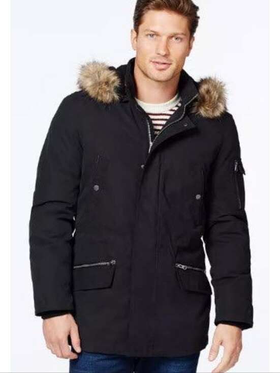 Nautica Other - Nautica Men's Heavy Winter Large Black Hooded Puffer Parka with Faux Fur Trim